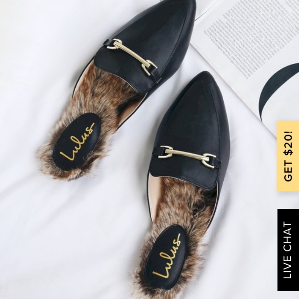 NWT Lulu’s faux fur mules loafers